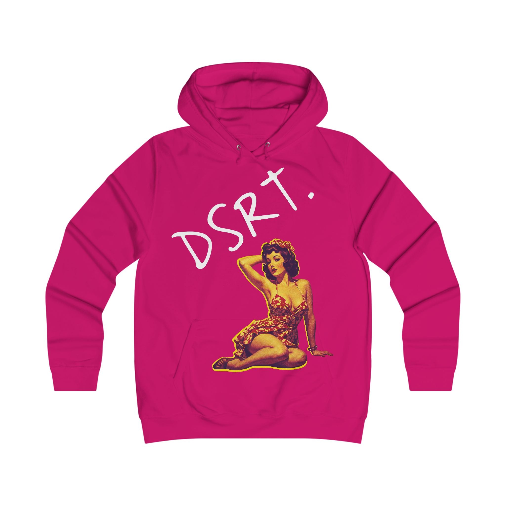 Women´s Girlie Hoodie, Retro Glam College, Pink