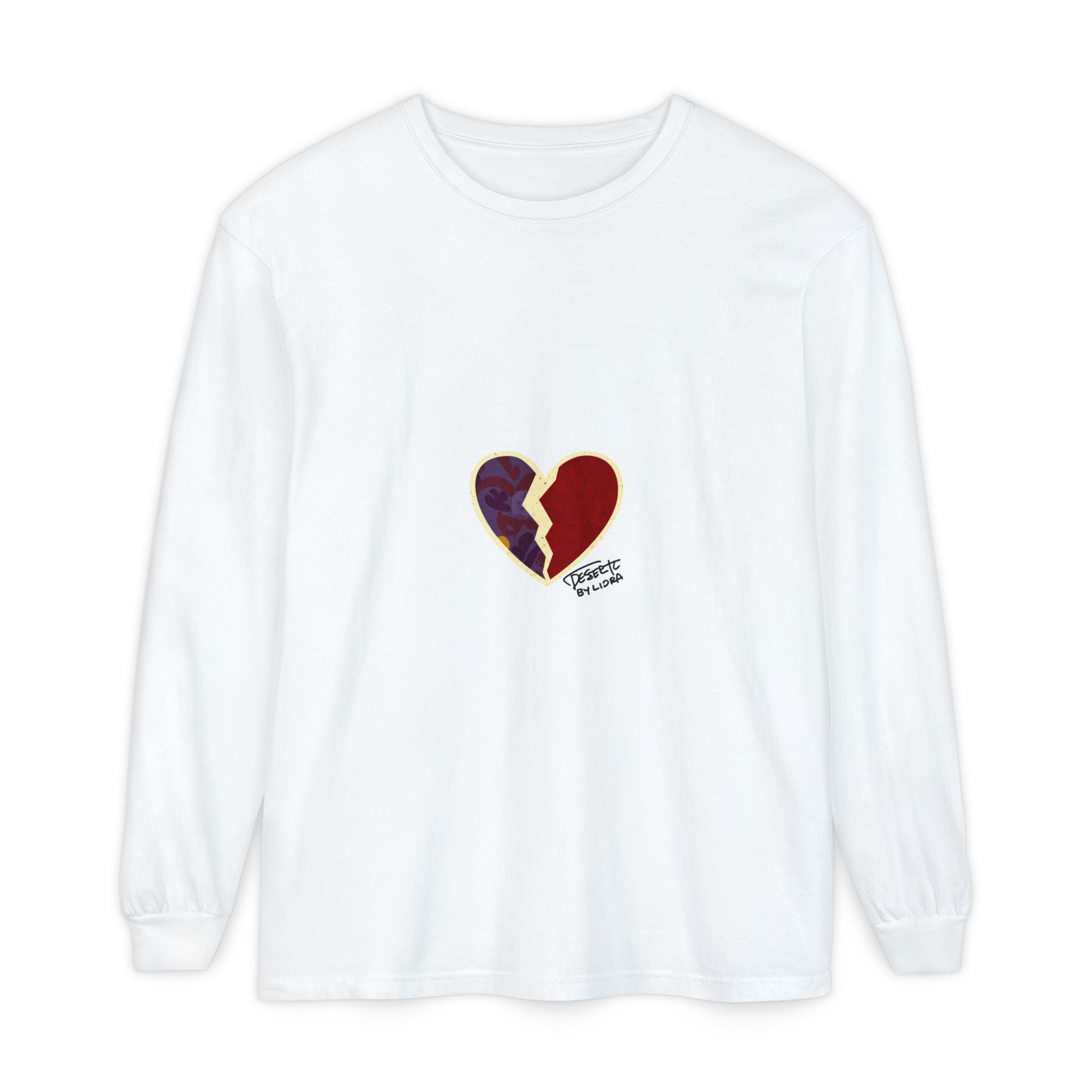 Long Sleeve Women´s Tee, Broken Heart Beat, WHITE