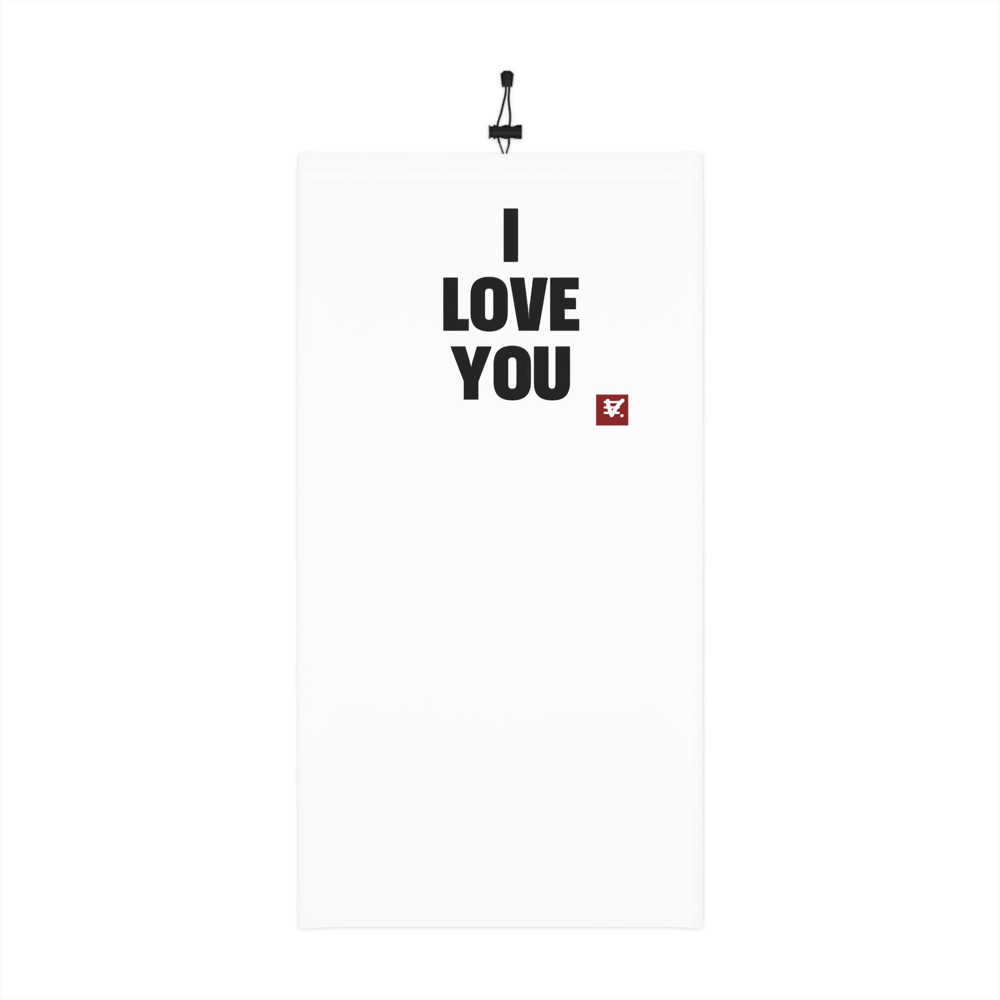 I Love You Neck Gaiter, Drawstring Face Mask & Scarf, White