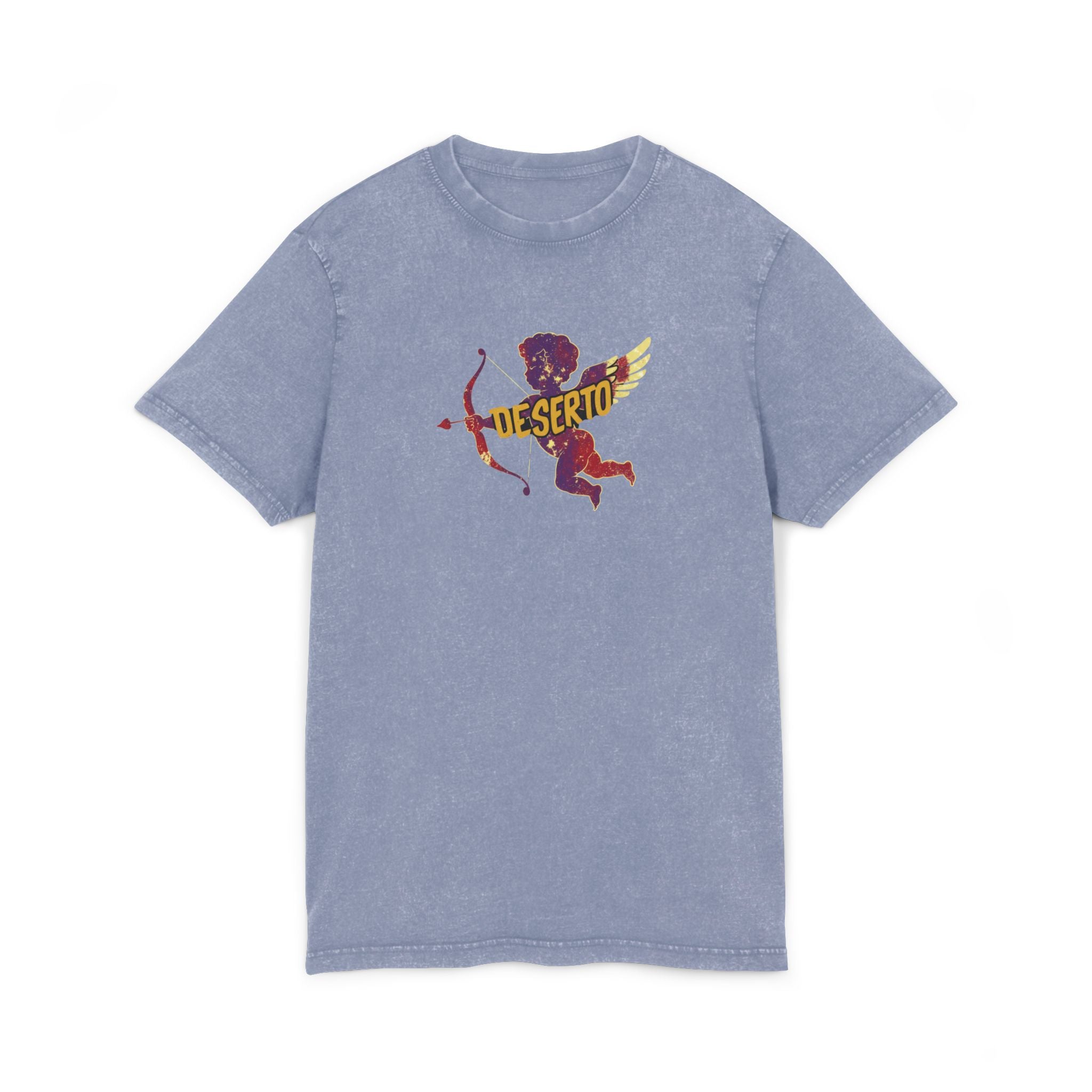 Acid Washed Cupid Graphic Tee, Trendy Casual Wear, Stylish Comfort
