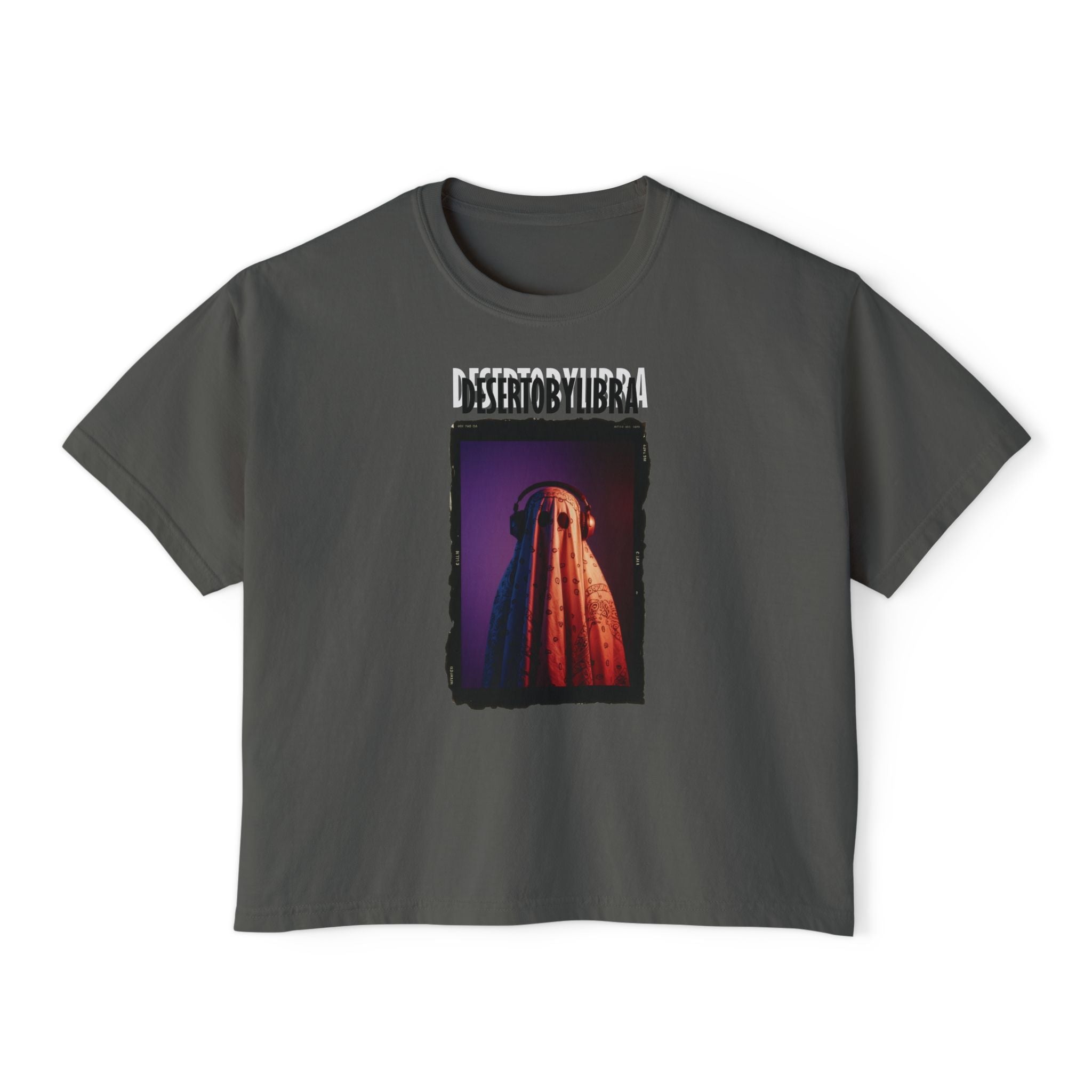 Deserto by Libra Women's Boxy Tee, The Music Ghost, Creative Tee Fashion
