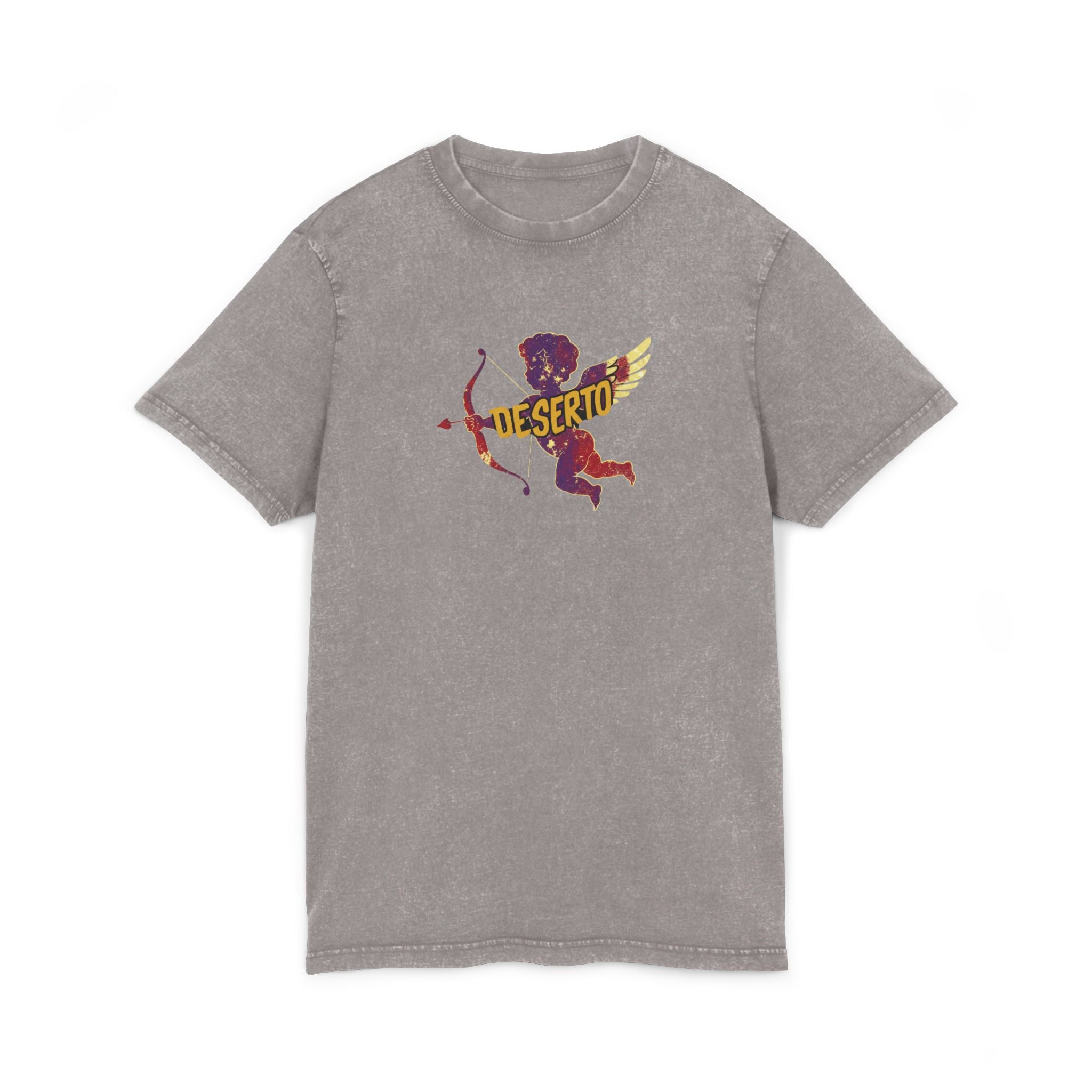 Acid Washed Cupid Graphic Tee, Trendy Casual Wear, Stylish Comfort