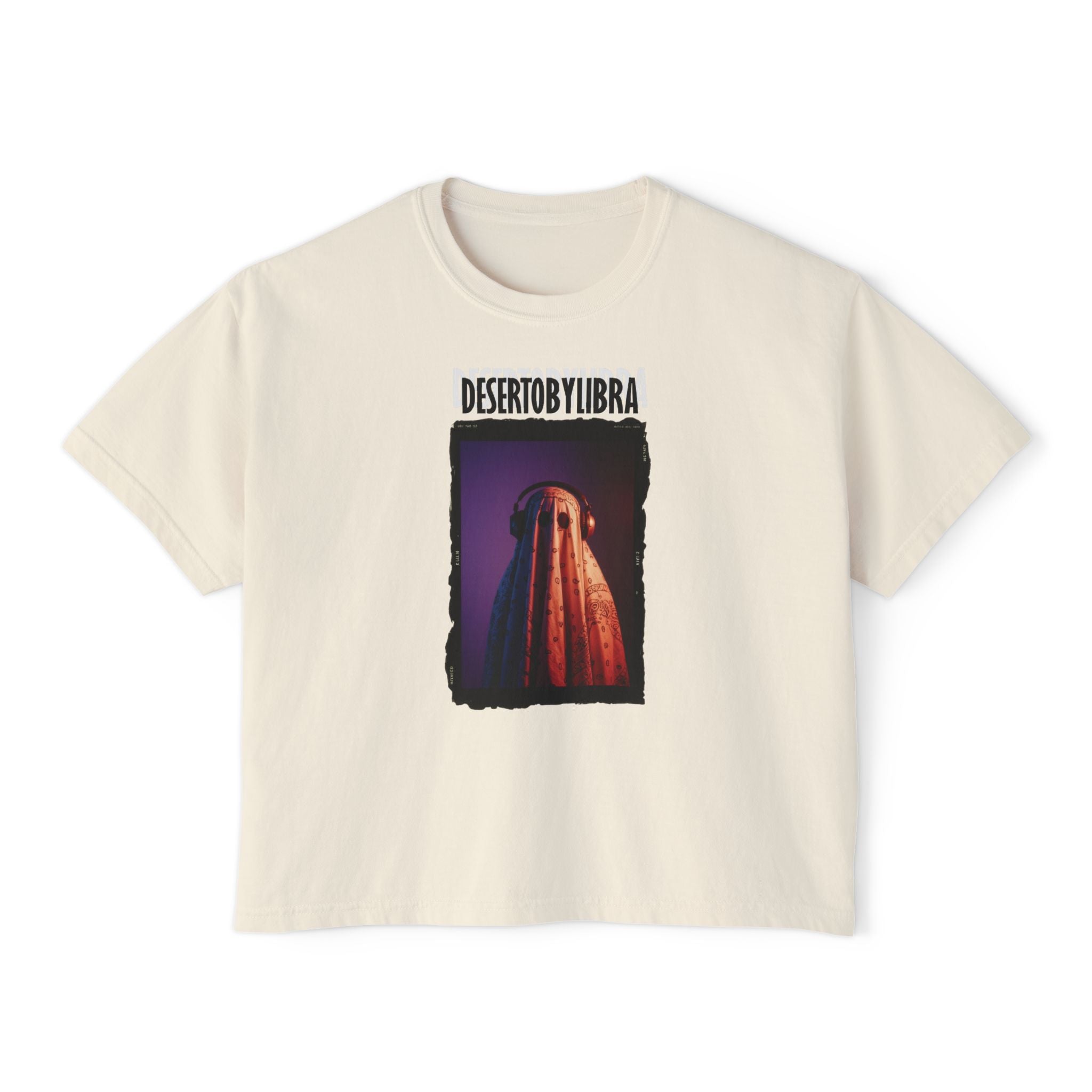 Deserto by Libra Women's Boxy Tee, The Music Ghost, Creative Tee Fashion