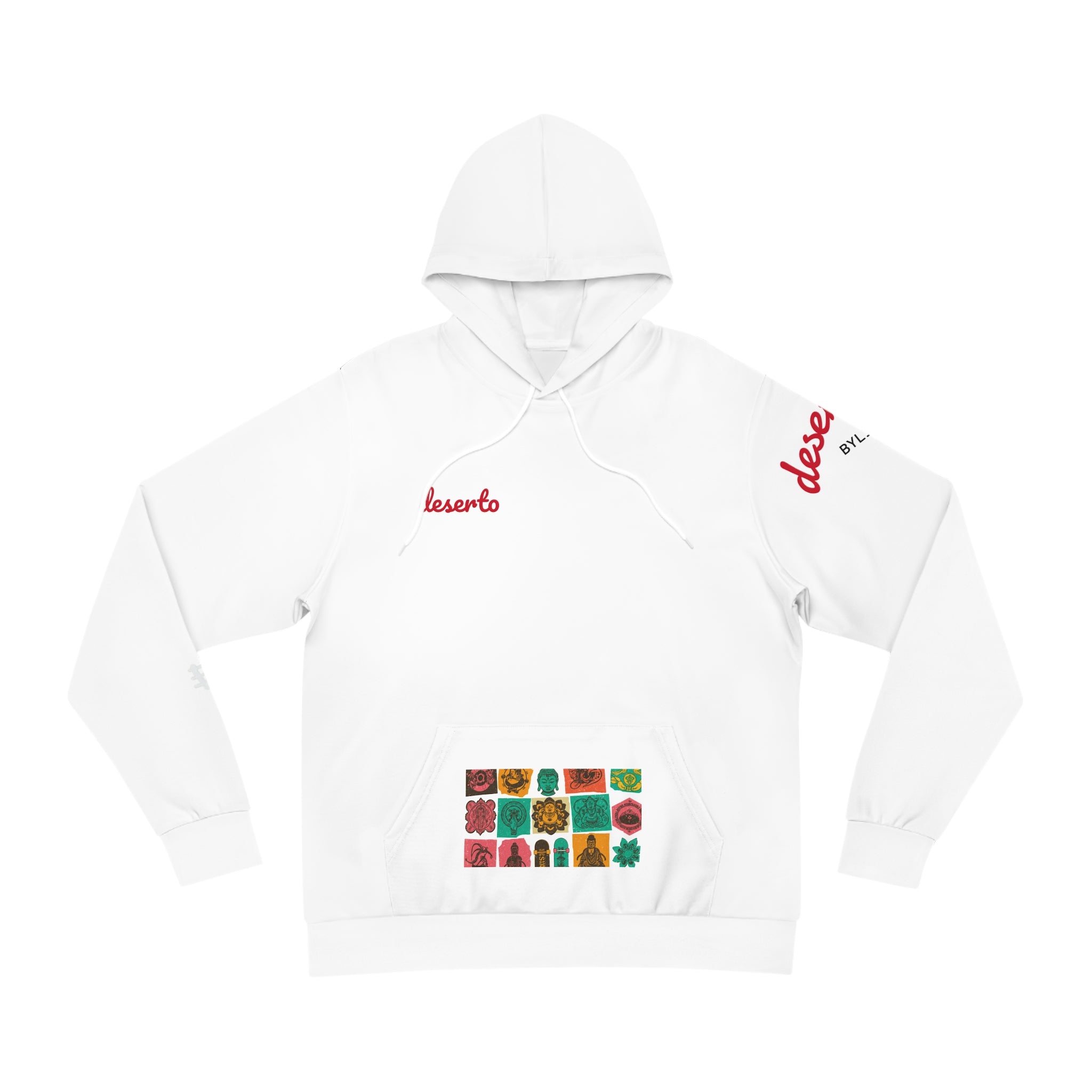 Fashion Casual Hoodie, Pocket Design, White Color Red Details