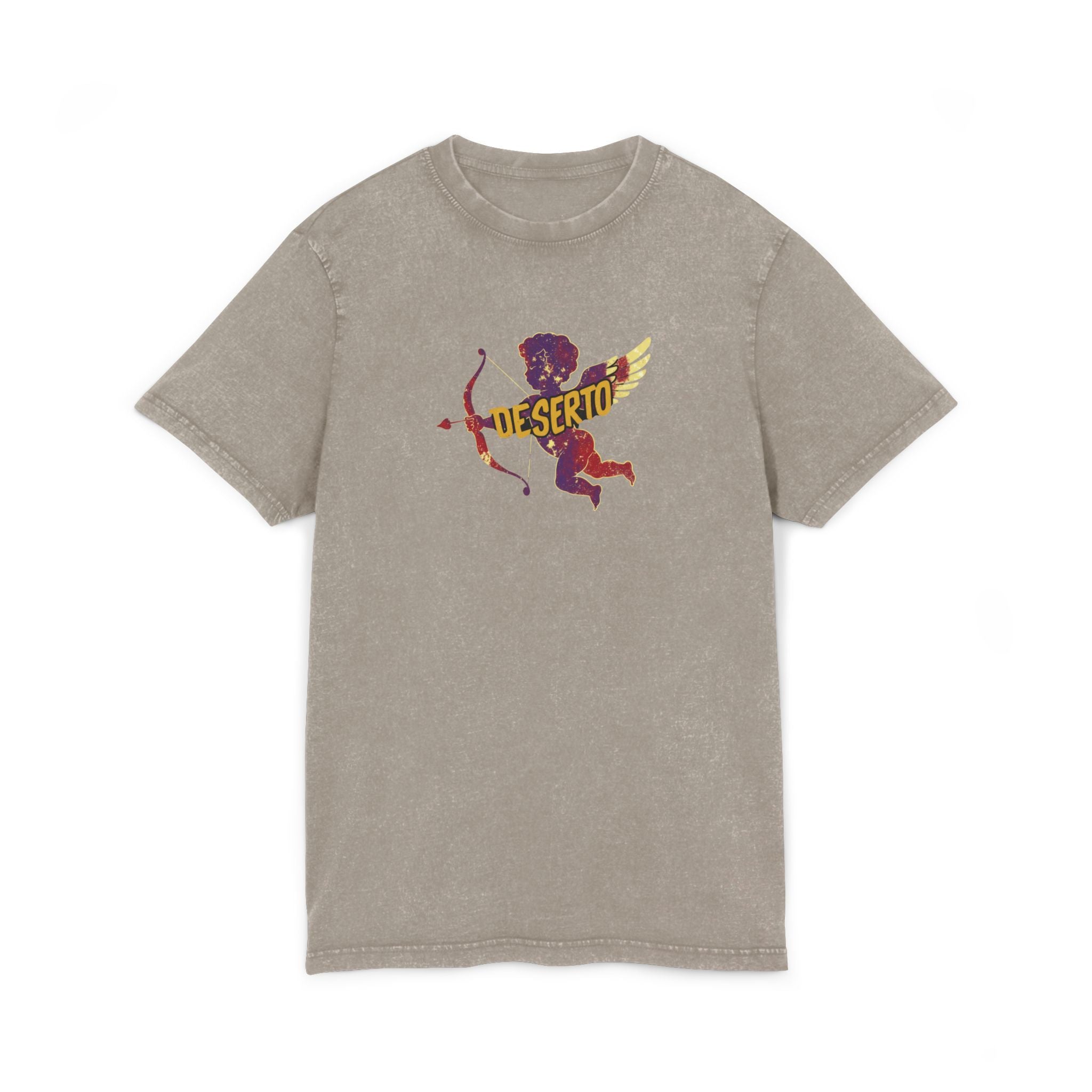 Acid Washed Cupid Graphic Tee, Trendy Casual Wear, Stylish Comfort