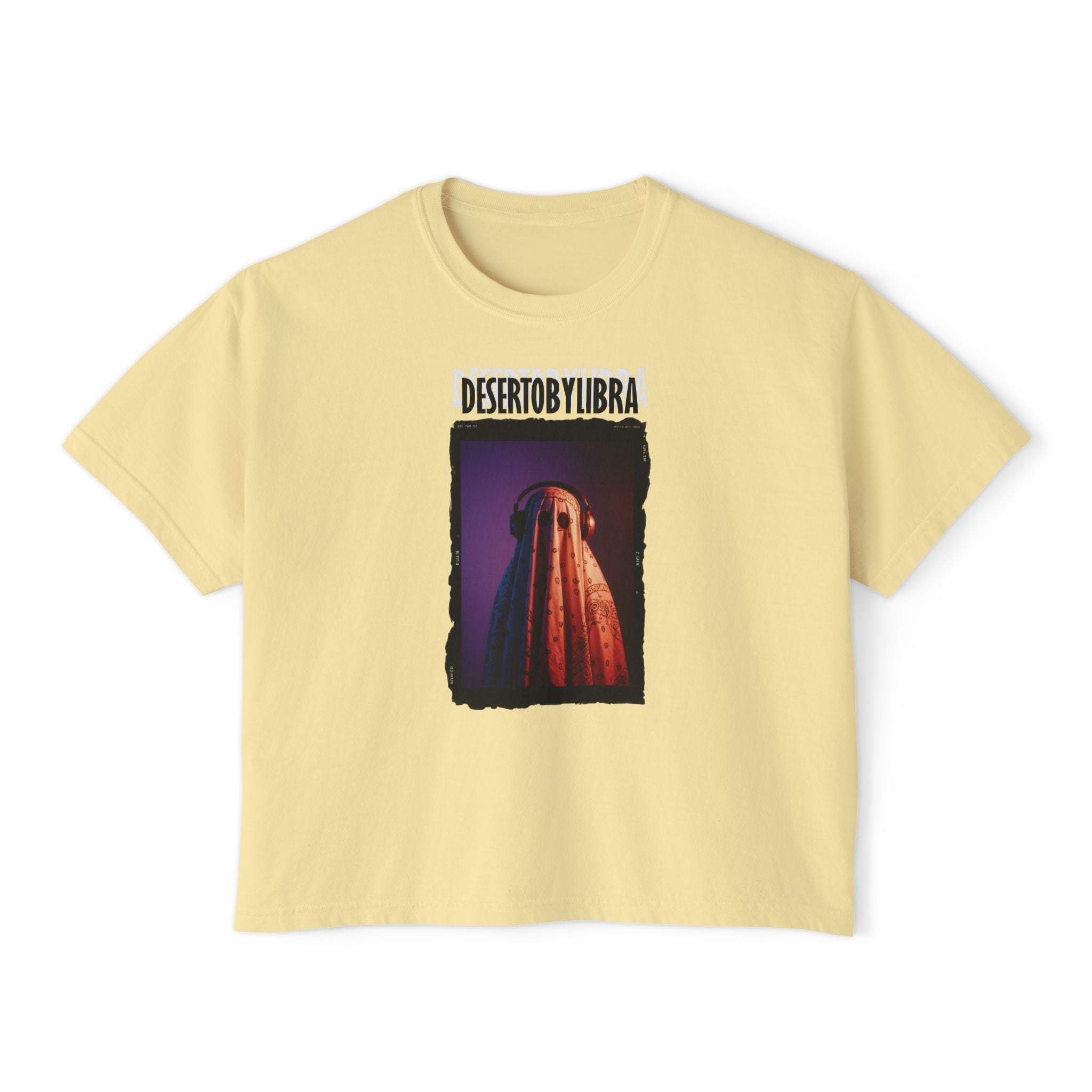 Deserto by Libra Women's Boxy Tee, The Music Ghost, Creative Tee Fashion
