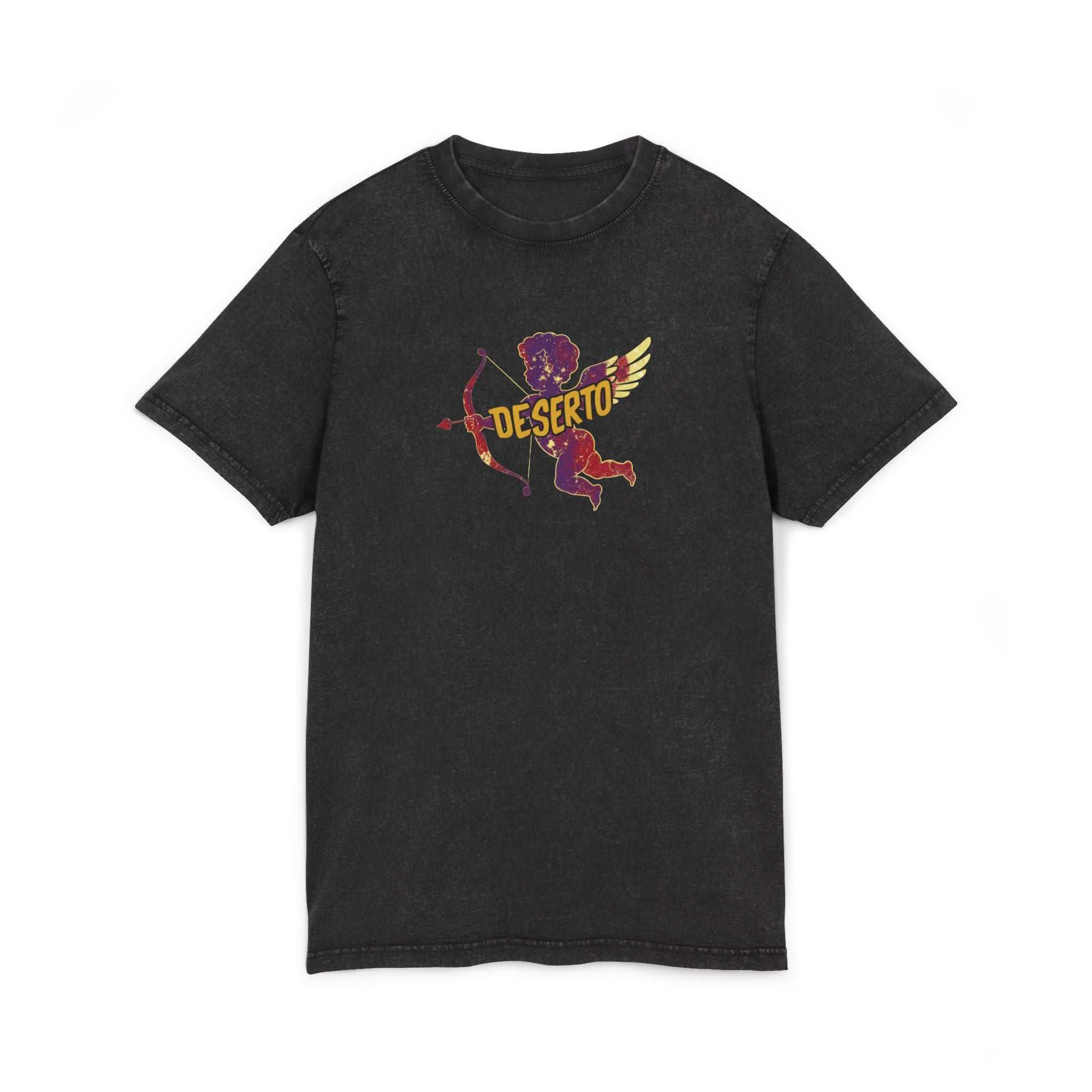 Acid Washed Cupid Graphic Tee, Trendy Casual Wear, Stylish Comfort