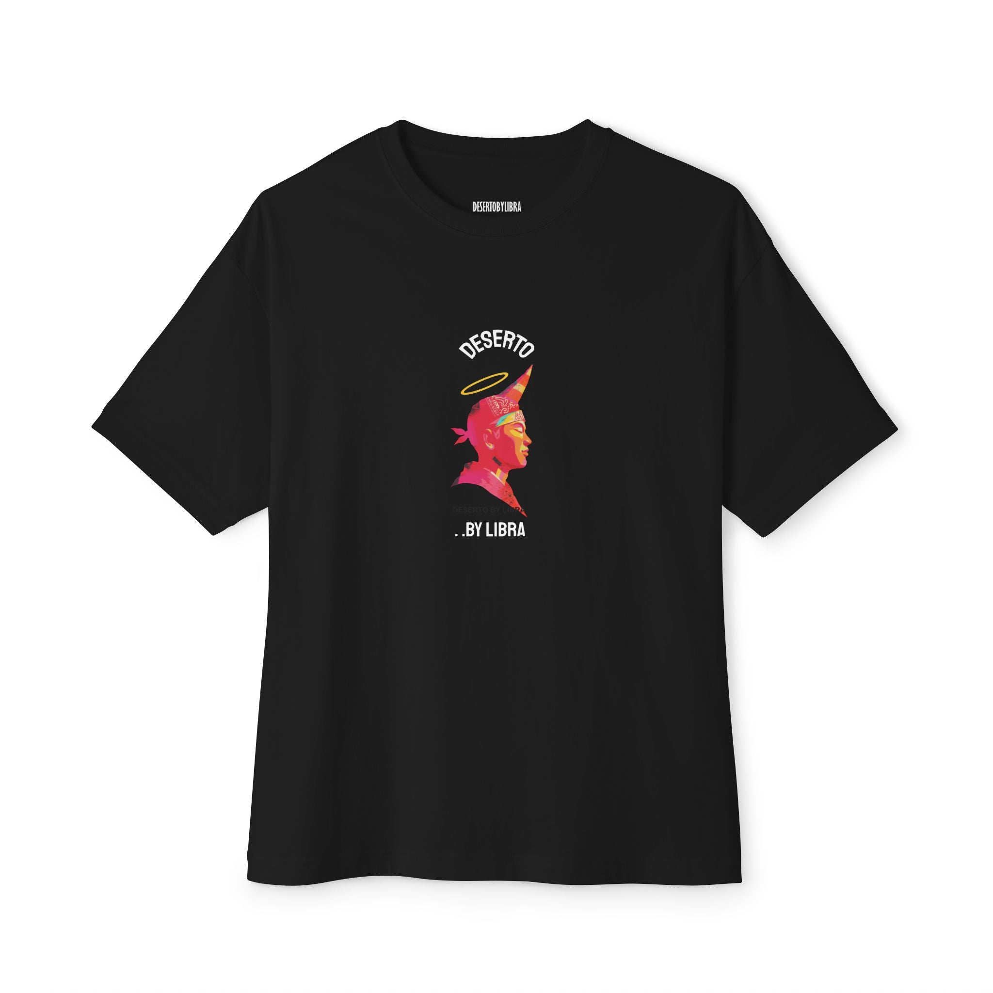 Libra Oversized, Unisex Boxy T-Shirt, Pink Art Streetwear, Black