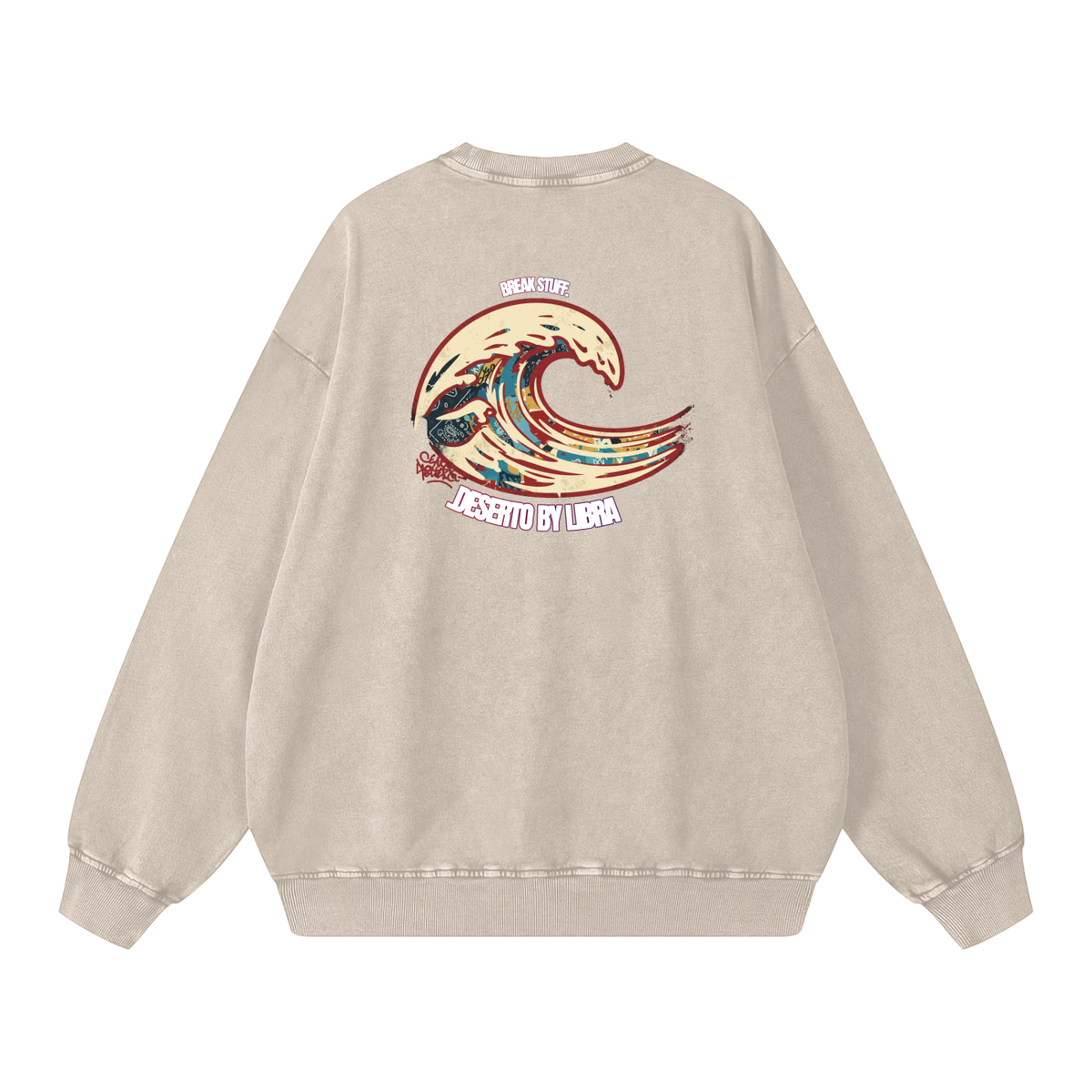 Acid Wash Oversize Sweatshirt, Break Stuff 1, Apricot